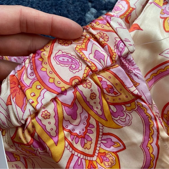 🌸 ZARA PINK MULTI PRINTED SATIN HIGH WAIST ANKLE TIE BAGGY ‘THE SASHA’ PANTS! - Picture 7 of 16